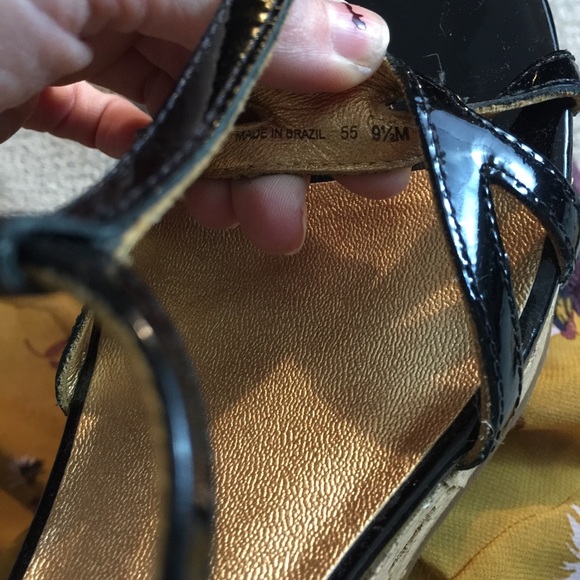 Kate Spade Black Patent Cork Platform Heels Sandal - Picture 8 of 8